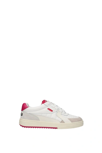 Shop Palm Angels Sneakers Leather White Fuchsia