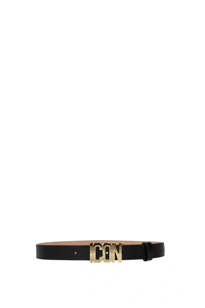 Shop Dsquared2 Thin Belts Icon Leather Black