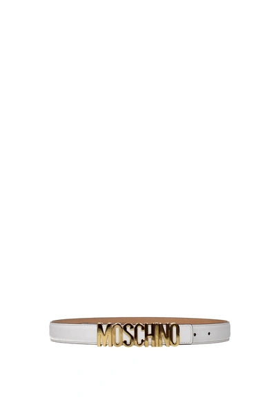 Shop Moschino Thin Belts Leather White Optic White