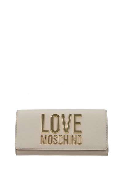 Shop Love Moschino Wallets Polyurethane Beige Ivory