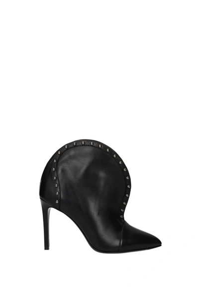 Shop Balmain Ankle Boots Leather Black