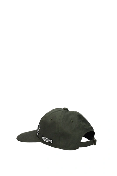 Shop Valentino Hats Cotton In Green