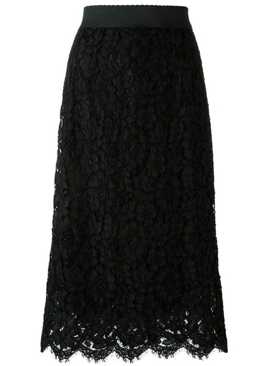 Shop Dolce & Gabbana Floral Lace Skirt