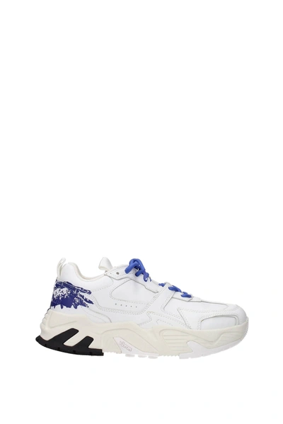 Shop Marcelo Burlon County Of Milan Sneakers Vibram Leather White Blue