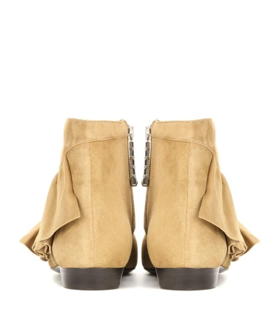 Shop Jw Anderson Ruffle Suede Boots In Beige