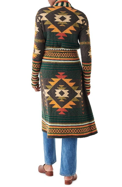 Faherty Paloma Geometric Organic Cotton Long Cardigan In Eagle Peak