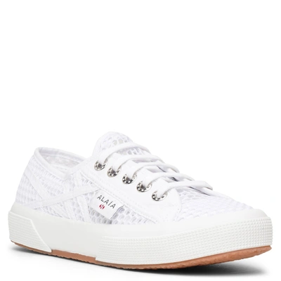 Shop Alaïa Superga White Mesh Sneakers
