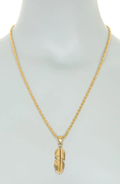 Shop Eye Candy Los Angeles Easton Feather Pendant Necklace In Gold