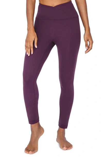 Shop 90 Degree By Reflex Carbon Interlink Crossover Ankle Leggings In Potent Purple
