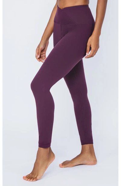 Shop 90 Degree By Reflex Carbon Interlink Crossover Ankle Leggings In Potent Purple