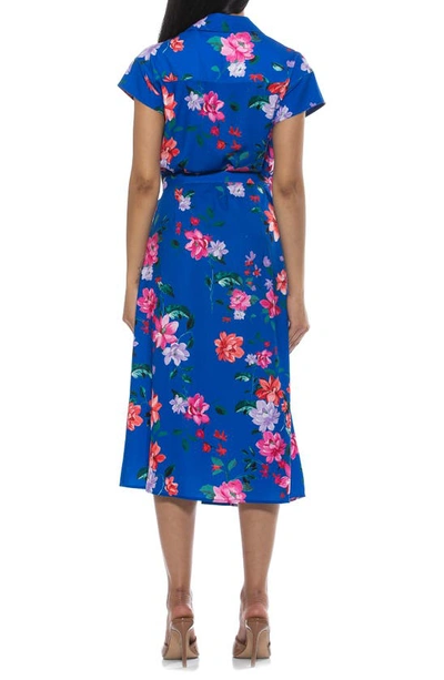 Shop Alexia Admor Paris Surplice Wrap Midi Dress In Blue Floral
