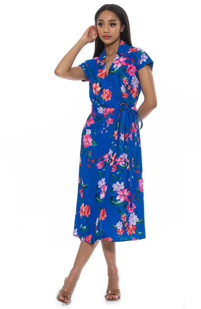 Shop Alexia Admor Paris Surplice Wrap Midi Dress In Blue Floral