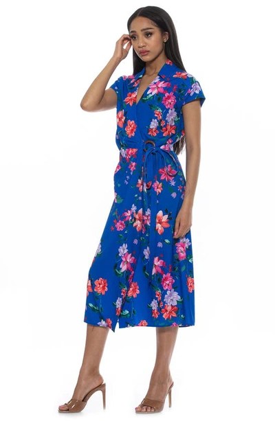 Shop Alexia Admor Paris Surplice Wrap Midi Dress In Blue Floral