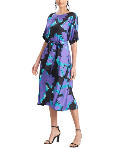 Shop Natori Taichou Silk-blend Dress In Purple