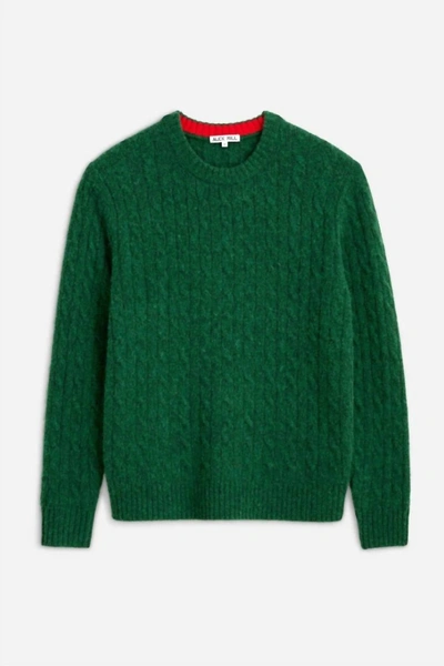 Shop Alex Mill Pilly Cable Crewneck In Heather Pine In Multi