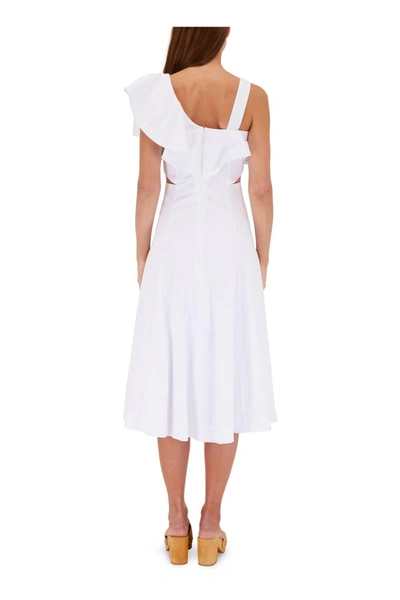 Shop Veronica Beard Beilla One Shoulder Cut Out Flared Midi Dress In White