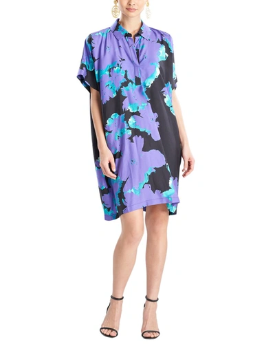 Shop Natori Taichou Silk-blend Dress In Purple