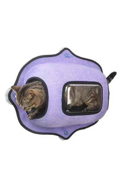 Shop Pet Life ® 'purr-view' See-through Suction Cup Kitty Cat Lounger And Bed In Purple