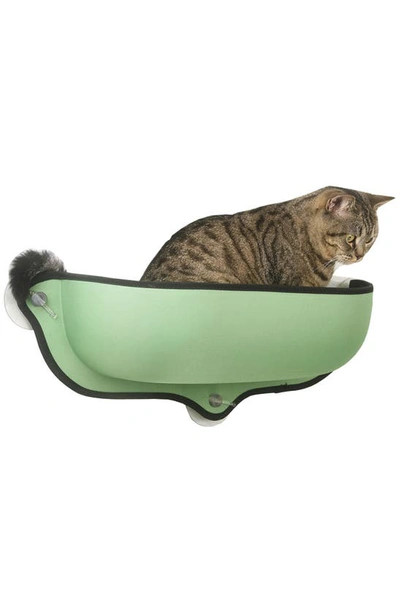 Shop Pet Life Gravity-lounge Suction Cup Kitty Cat Lounger & Bed In Green