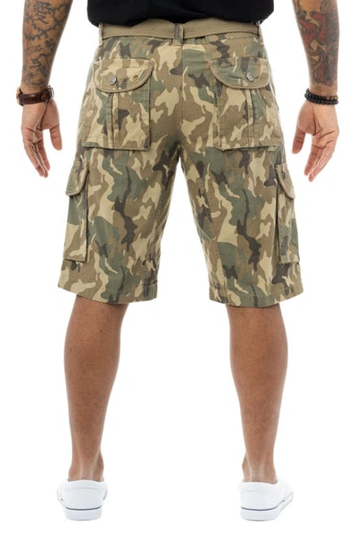 Shop X-ray Xray Belted Cotton Twill Cargo Shorts In Desert Camo