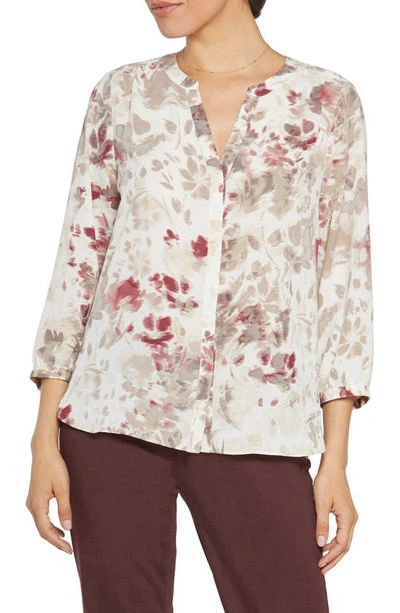 Shop Nydj High-low Crepe Blouse In Westhaven