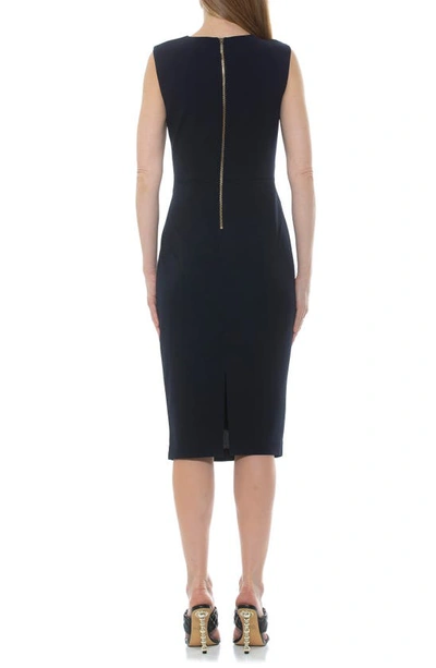 Shop Alexia Admor Diane Asymmetric Sleeveless Midi Sheath Dress In Navy