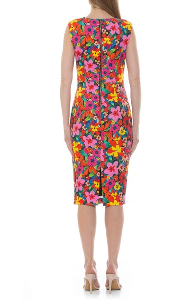 Shop Alexia Admor Diane Asymmetric Sleeveless Midi Sheath Dress In Floral Multi