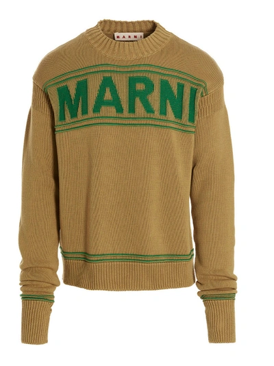 Shop Marni ' Logo' Sweater In Beige