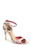 Ted Baker 'caleno' Floral Print Ankle Strap Sandal (women) In Encyclopaedia Floral Fabric