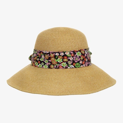 Shop Molo Girls Beige Floral Straw Hat
