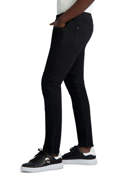Shop Karl Lagerfeld Moto Panel Cotton Blend Pants In Black