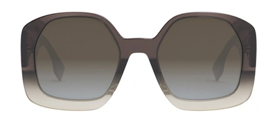 Shop Fendi Fe40048u 57f Butterfly Sunglasses In Brown
