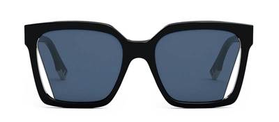 Shop Fendi Way Fe 40085i 01v Square Sunglasses In Blue
