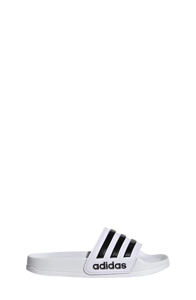 Shop Adidas Originals Kids' Adilette Shower Slide Sandal In White/ Black/ Black
