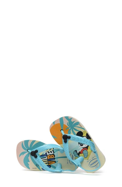 Shop Havaianas Baby Disney Classics Flip Flop In Beige Straw/blue