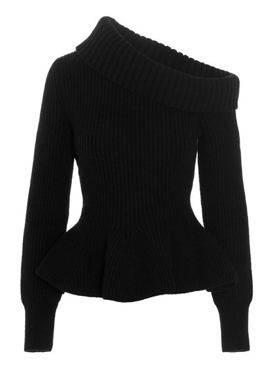 Shop Alexander Mcqueen Peplum Sweater In Black