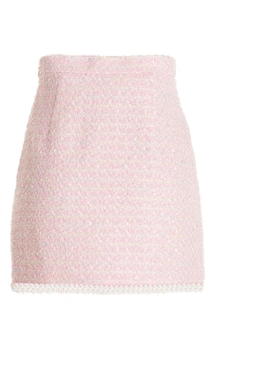 Shop Alessandra Rich Tweed Skirt In Pink