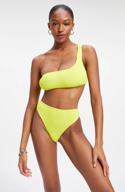 Shop Good American Always Fits One-shoulder Bikini Top In Electric Yellow001