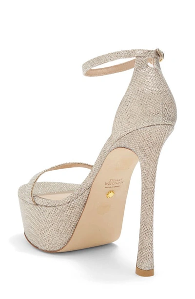 Stuart Weitzman Nudistcurve Hollywood Shimmery Platform Sandals In Poudre