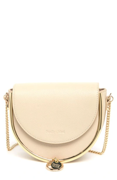Shop See By Chloé Mara Leather Saddle Bag In Cement Beige