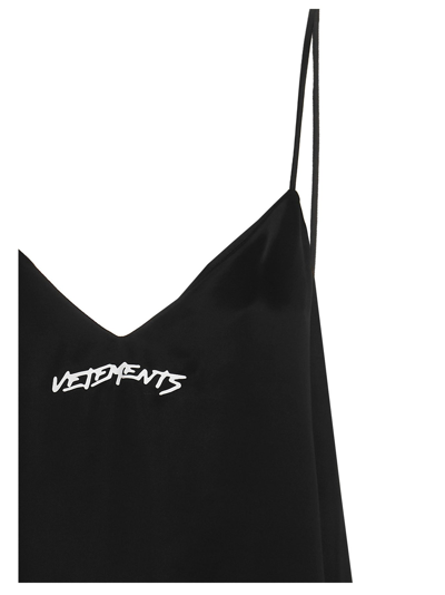 Shop Vetements Logo Dress In Black