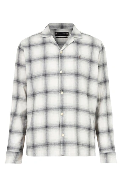 Shop Allsaints Ragado Check Brushed Cotton Flannel Shirt In Off White
