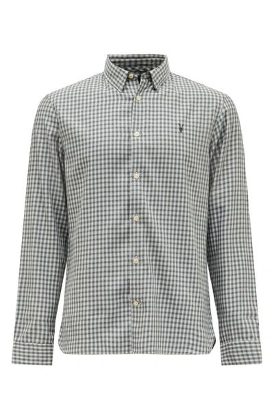 Shop Allsaints Varmo Relaxed Fit Check Cotton Button-up Shirt In Off White