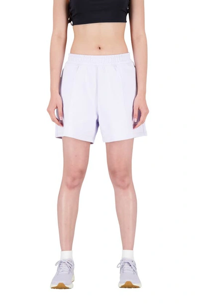 Shop New Balance Nature State High Waist Cotton French Terry Shorts In Libra