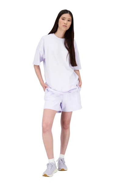 Shop New Balance Nature State High Waist Cotton French Terry Shorts In Libra