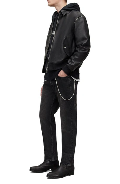 Shop Allsaints Wabi Oversize Leather Bomber Jacket In Black