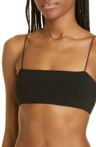 Shop Totême Smocked Bikini Top In Black