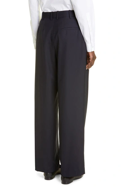 Shop The Row Bufus Wool Trousers In Navy
