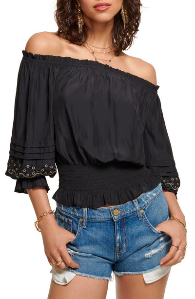 Shop Ramy Brook Clara Off The Shoulder Blouse In Black