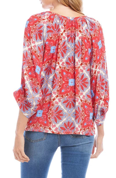 Shop Karen Kane Floral Blouson Sleeve Top In Print